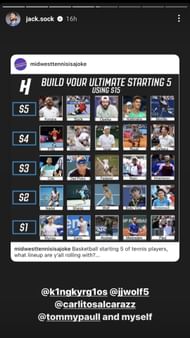 Jack Sock, in a recent Instagram story, picked his Ultimate Tennis squad